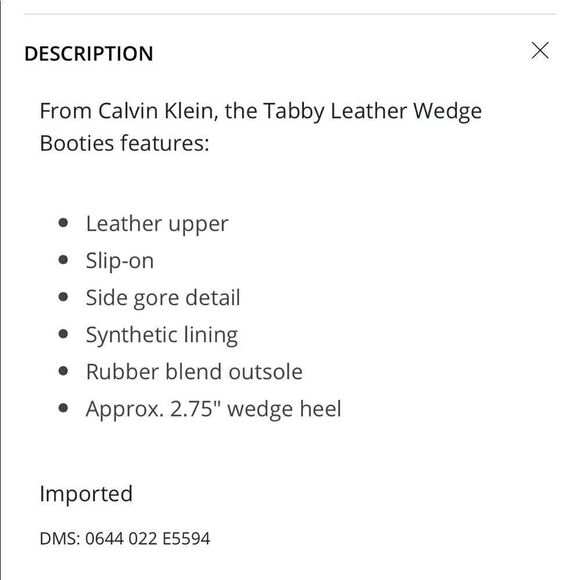 CALVIN Klein Bootie Wedge Leather Size 10 NIB - Picture 5 of 8